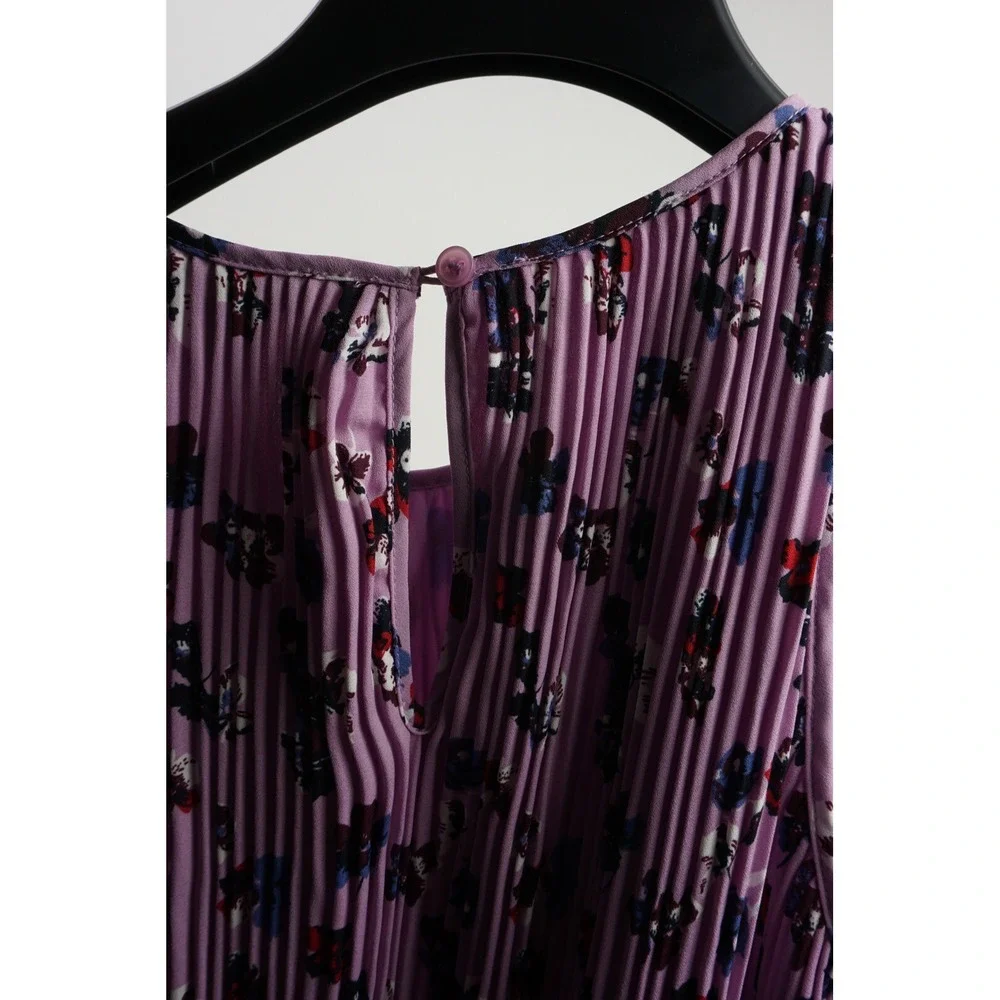 New Halogen(r) Women's Size S Sleeveless Pleated Purple Darota Floral Midi Dress